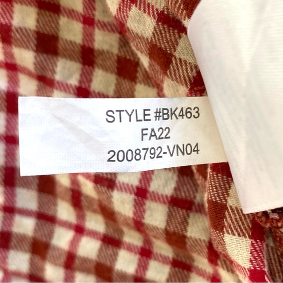 J. Crew Women's Red Plaid Ruffle Long Sleeve Blouse Top Square Neck Size L - Picture 12 of 12